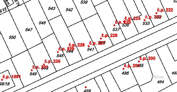 Holešov 227 na parcele st. 541/1 v KÚ Holešov, Katastrální mapa