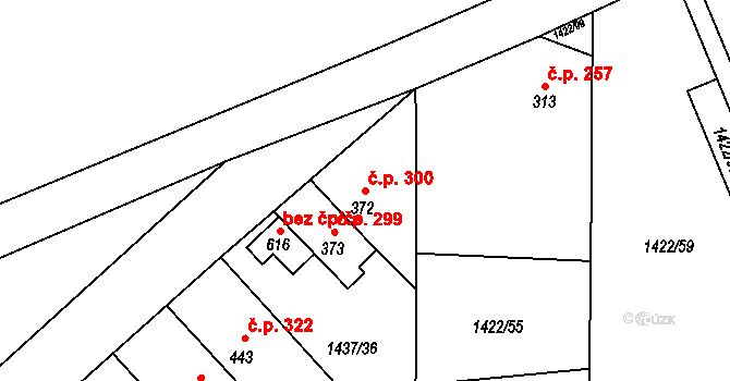 Višňové 300 na parcele st. 372 v KÚ Višňové, Katastrální mapa