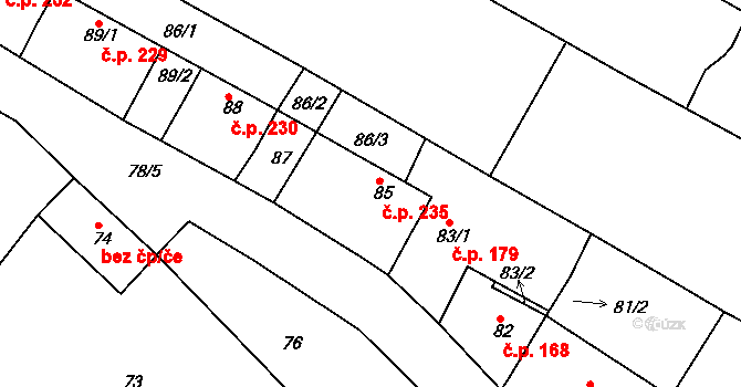 Svatobořice 235, Svatobořice-Mistřín na parcele st. 85 v KÚ Svatobořice, Katastrální mapa