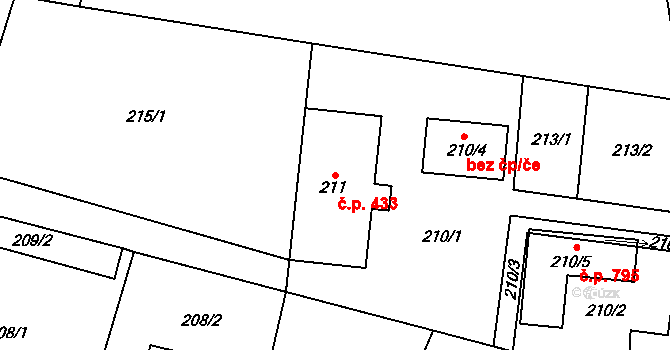 Fryčovice 433 na parcele st. 211 v KÚ Fryčovice, Katastrální mapa