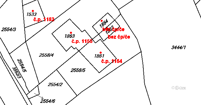 Lomnice nad Popelkou 1154 na parcele st. 1861 v KÚ Lomnice nad Popelkou, Katastrální mapa