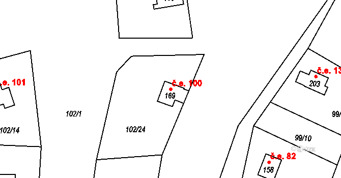 Štěnkov 100, Třebechovice pod Orebem na parcele st. 169 v KÚ Štěnkov, Katastrální mapa