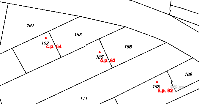 Strukov 63 na parcele st. 165 v KÚ Strukov, Katastrální mapa