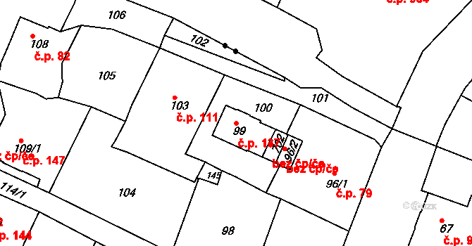 Děčín VII-Chrochvice 137, Děčín na parcele st. 99 v KÚ Chrochvice, Katastrální mapa