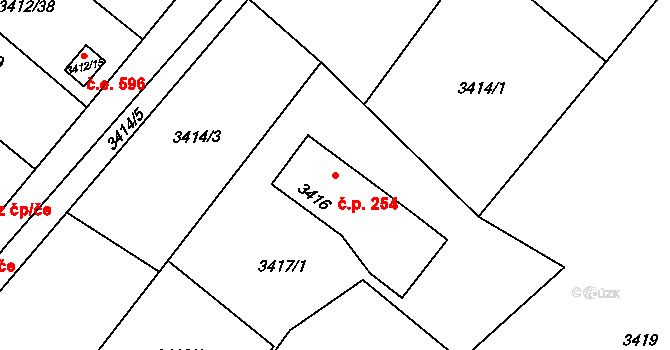 Lutyně 254, Orlová na parcele st. 3416 v KÚ Horní Lutyně, Katastrální mapa
