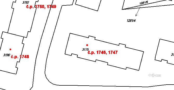 Rožnov pod Radhoštěm 1746,1747 na parcele st. 3175 v KÚ Rožnov pod Radhoštěm, Katastrální mapa
