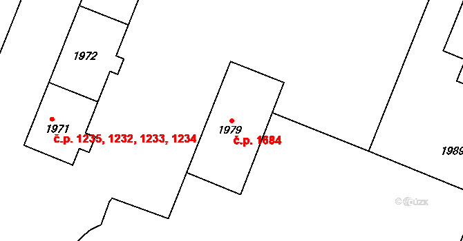 Kadaň 1684 na parcele st. 1979 v KÚ Kadaň, Katastrální mapa