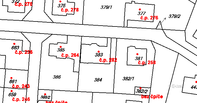 Děčín XXXII-Boletice nad Labem 282, Děčín na parcele st. 383 v KÚ Boletice nad Labem, Katastrální mapa