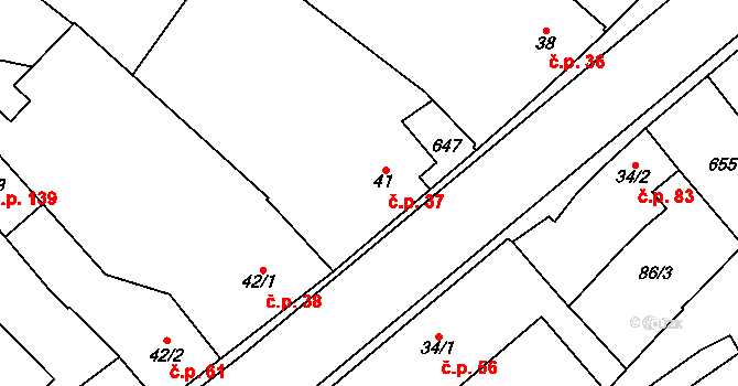 Unčovice 37, Litovel na parcele st. 41 v KÚ Unčovice, Katastrální mapa