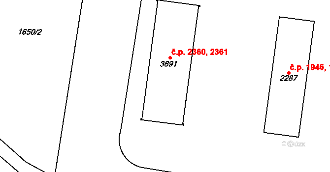 Dvůr Králové nad Labem 2360,2361 na parcele st. 3691 v KÚ Dvůr Králové nad Labem, Katastrální mapa