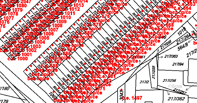 Sezimovo Ústí 621 na parcele st. 565/45 v KÚ Sezimovo Ústí, Katastrální mapa