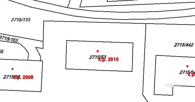 Hranice 2910, Karviná na parcele st. 2715/53 v KÚ Karviná-město, Katastrální mapa