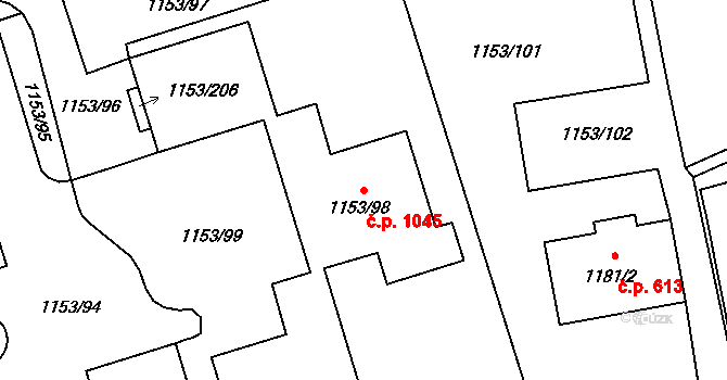 Kylešovice 1045, Opava na parcele st. 1153/98 v KÚ Kylešovice, Katastrální mapa
