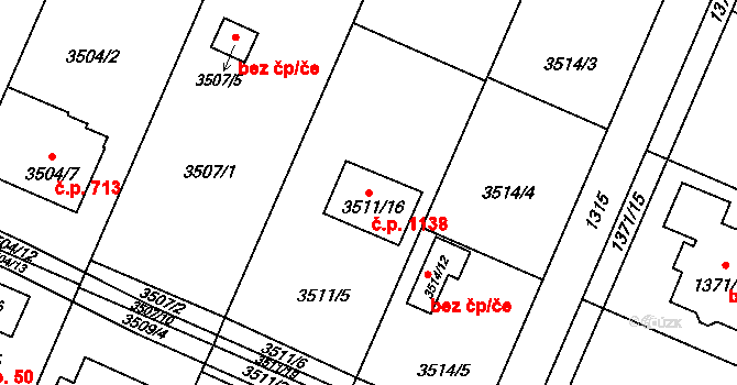 Stará Bělá 1138, Ostrava na parcele st. 3511/16 v KÚ Stará Bělá, Katastrální mapa