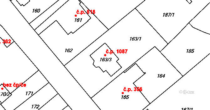 Liberec XIV-Ruprechtice 1087, Liberec na parcele st. 163/3 v KÚ Ruprechtice, Katastrální mapa