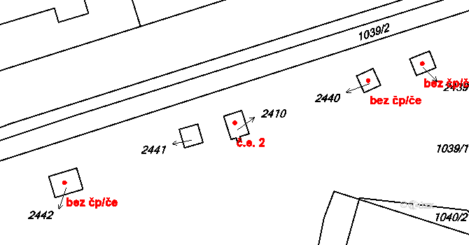 Hamrníky 2, Mariánské Lázně na parcele st. 2410 v KÚ Úšovice, Katastrální mapa