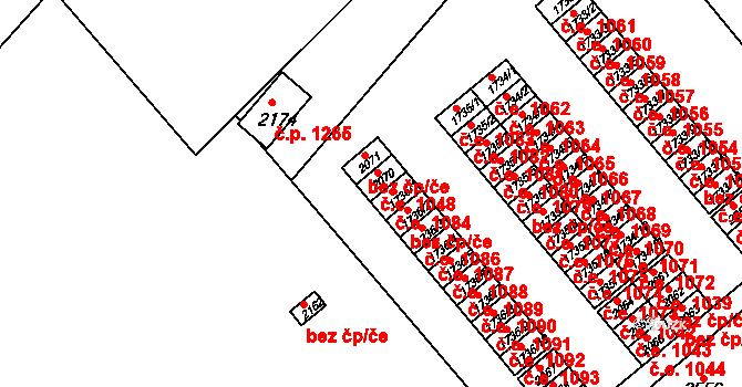 Vizovice 1048 na parcele st. 2070 v KÚ Vizovice, Katastrální mapa