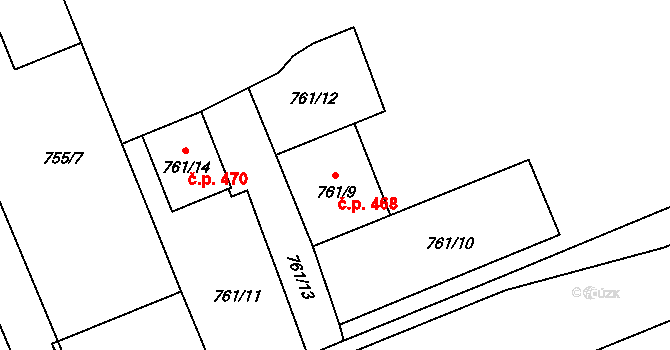 Šenov u Nového Jičína 468 na parcele st. 761/9 v KÚ Šenov u Nového Jičína, Katastrální mapa