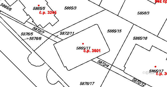 Frýdek 3601, Frýdek-Místek na parcele st. 5865/11 v KÚ Frýdek, Katastrální mapa