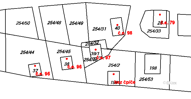 Butov 97, Stříbro na parcele st. 39/1 v KÚ Butov, Katastrální mapa