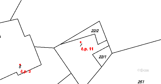Habrovčice 11, Hněvkovice na parcele st. 7 v KÚ Habrovčice, Katastrální mapa