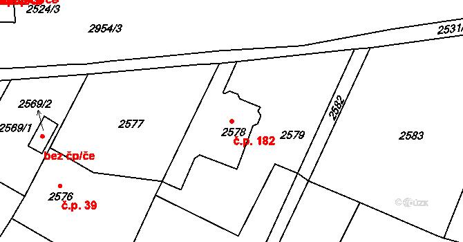 Poruba 182, Ostrava na parcele st. 2578 v KÚ Poruba, Katastrální mapa