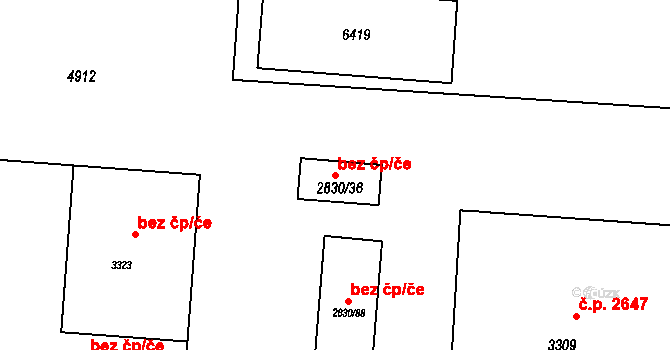 Rožnov pod Radhoštěm 41719077 na parcele st. 2830/36 v KÚ Rožnov pod Radhoštěm, Katastrální mapa