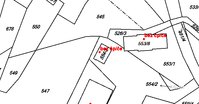 Běštín 42778077 na parcele st. 554/3 v KÚ Běštín, Katastrální mapa