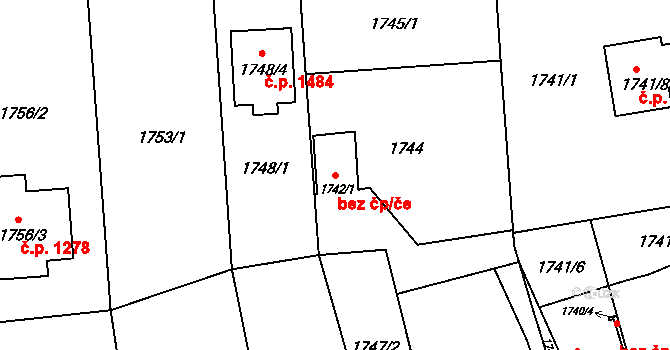 Opava 43814077 na parcele st. 1742/1 v KÚ Kylešovice, Katastrální mapa