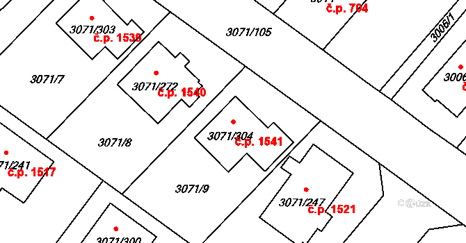 Hlučín 1541 na parcele st. 3071/304 v KÚ Hlučín, Katastrální mapa