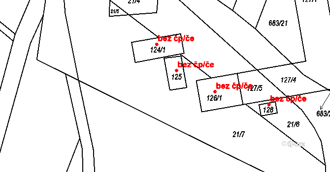 Rohozec 46018077 na parcele st. 125 v KÚ Rohozec u Tišnova, Katastrální mapa