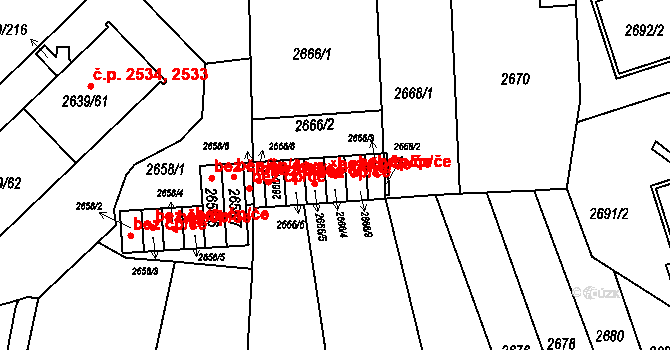 Praha 46678077 na parcele st. 2666/4 v KÚ Žižkov, Katastrální mapa