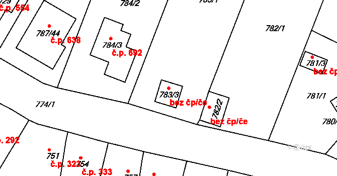 Proboštov 47303077 na parcele st. 783/3 v KÚ Proboštov u Teplic, Katastrální mapa