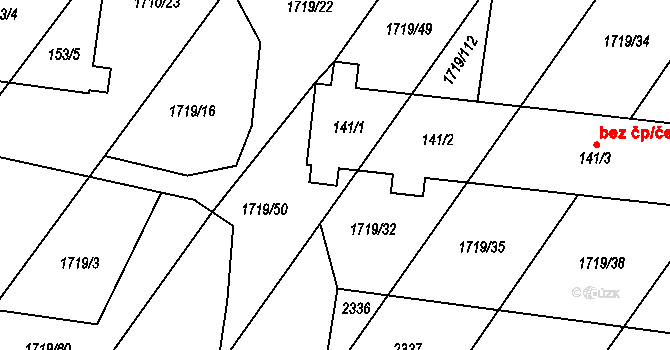 Černín 47500077 na parcele st. 141/1 v KÚ Černín, Katastrální mapa