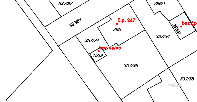 Ostrava 48159077 na parcele st. 1533 v KÚ Heřmanice, Katastrální mapa