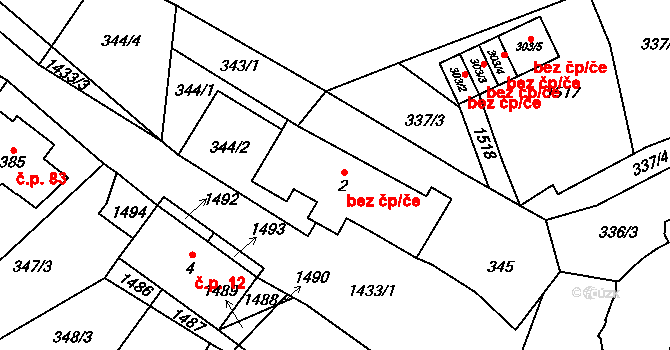 Čachrov 48773077 na parcele st. 2 v KÚ Javorná na Šumavě, Katastrální mapa