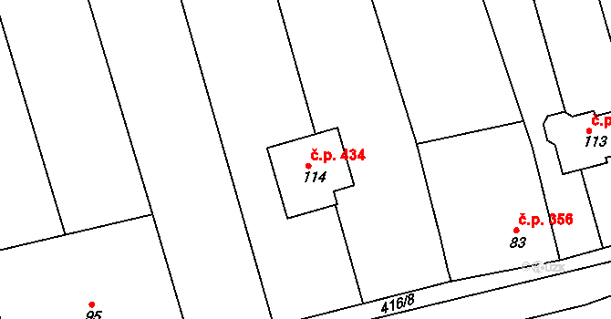 Javorovec 434, Mistřice na parcele st. 114 v KÚ Javorovec, Katastrální mapa