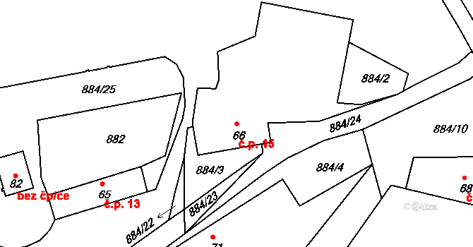 Ohař 15, Mirovice na parcele st. 66 v KÚ Ohař, Katastrální mapa
