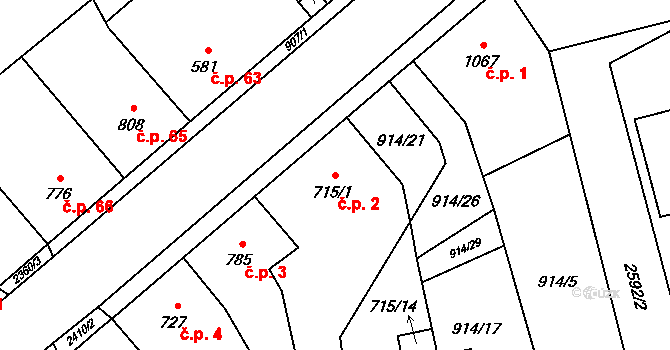 Beroun-Zavadilka 2, Beroun na parcele st. 715/1 v KÚ Beroun, Katastrální mapa