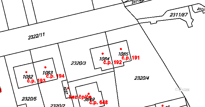 Týnské Předměstí 192, Domažlice na parcele st. 1084 v KÚ Domažlice, Katastrální mapa
