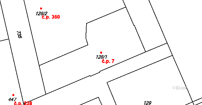 Josefov 7, Jaroměř na parcele st. 128/1 v KÚ Josefov u Jaroměře, Katastrální mapa