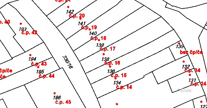 Broumov 16 na parcele st. 138 v KÚ Broumov, Katastrální mapa