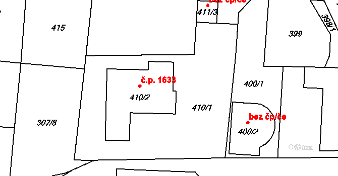 Příbor 1633 na parcele st. 410/2 v KÚ Klokočov u Příbora, Katastrální mapa