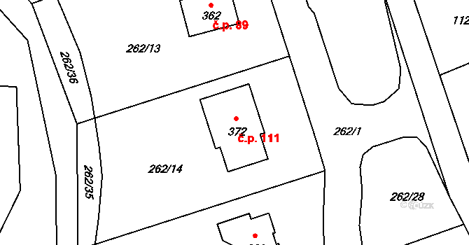 Dubina 111, Šemnice na parcele st. 372 v KÚ Šemnice, Katastrální mapa