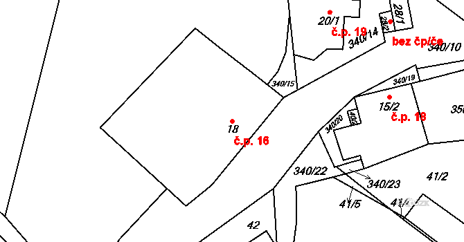 Chmelná 16, Nová Cerekev na parcele st. 18 v KÚ Chmelná u Pelhřimova, Katastrální mapa