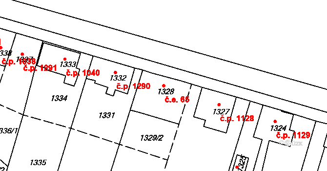 Vejprty 65 na parcele st. 1328 v KÚ Vejprty, Katastrální mapa