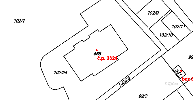 Šumperk 3324 na parcele st. 465 v KÚ Horní Temenice, Katastrální mapa