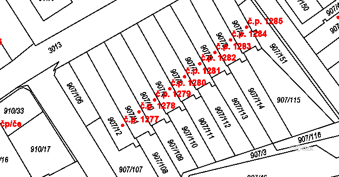 Rychnov nad Kněžnou 1280 na parcele st. 907/9 v KÚ Rychnov nad Kněžnou, Katastrální mapa