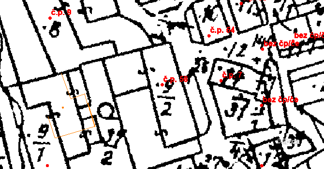 Klášter 58 na parcele st. 9/2 v KÚ Klášter u Nepomuka, Katastrální mapa