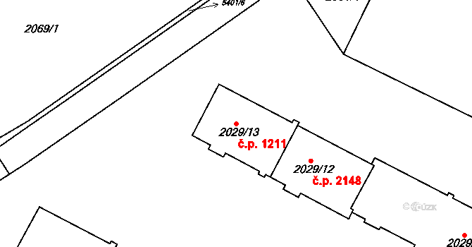 Znojmo 1211 na parcele st. 2029/13 v KÚ Znojmo-město, Katastrální mapa